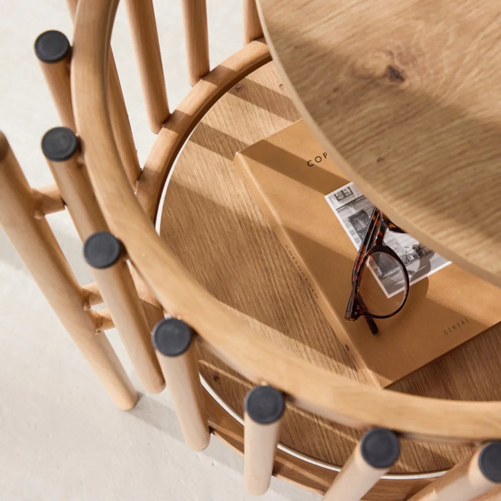 Ronde Bijzettafel Met Ribbelstructuur - 45 X 45cm.