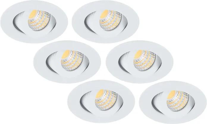 Inbouwspot LED 3W, Wit, Rond, Kantelbaar, Dimbaar, 6-Pack