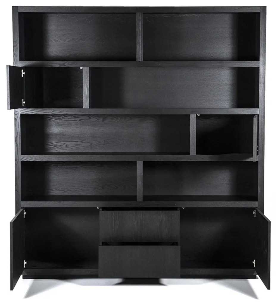 Vakkenkast Zwart Eiken 200 Cm - 200x42x220cm.