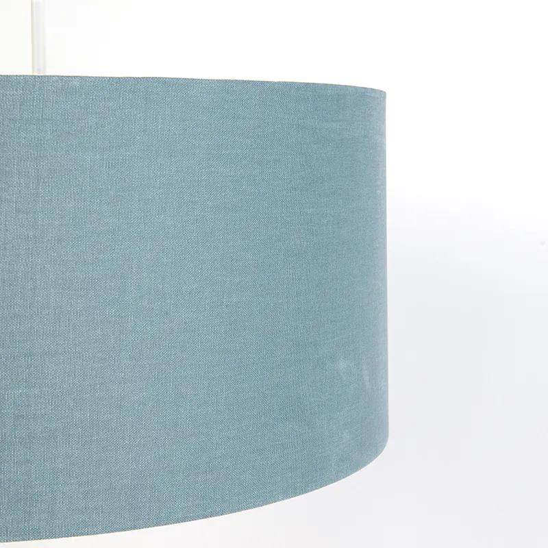 Stoffen Eettafel / Eetkamer Hanglamp wit met blauwe kap 50 cm - Combi 1 Modern E27 rond Binnenverlichting Lamp