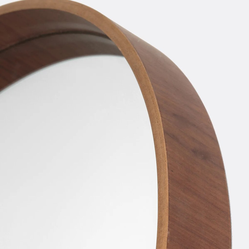 Ronde spiegel met notenhoutfineer Ø60 cm, Alaria