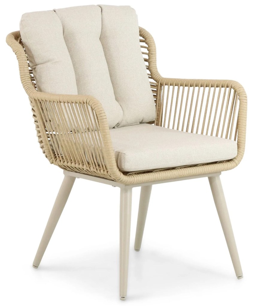 Tuinset 4 personen 125 cm Aluminium/wicker Taupe Coco Custa/Matale