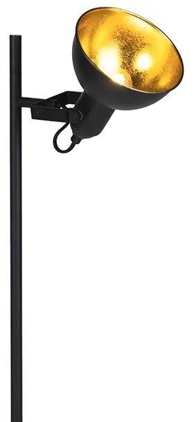 Industriële vloerlamp zwart met goud 1-lichts - Tommy
