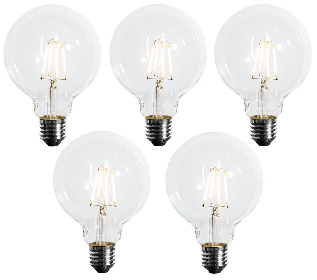 Set van 5 E27 3-staps dimbaar LED lamp G95 4W 450 lm 2700K