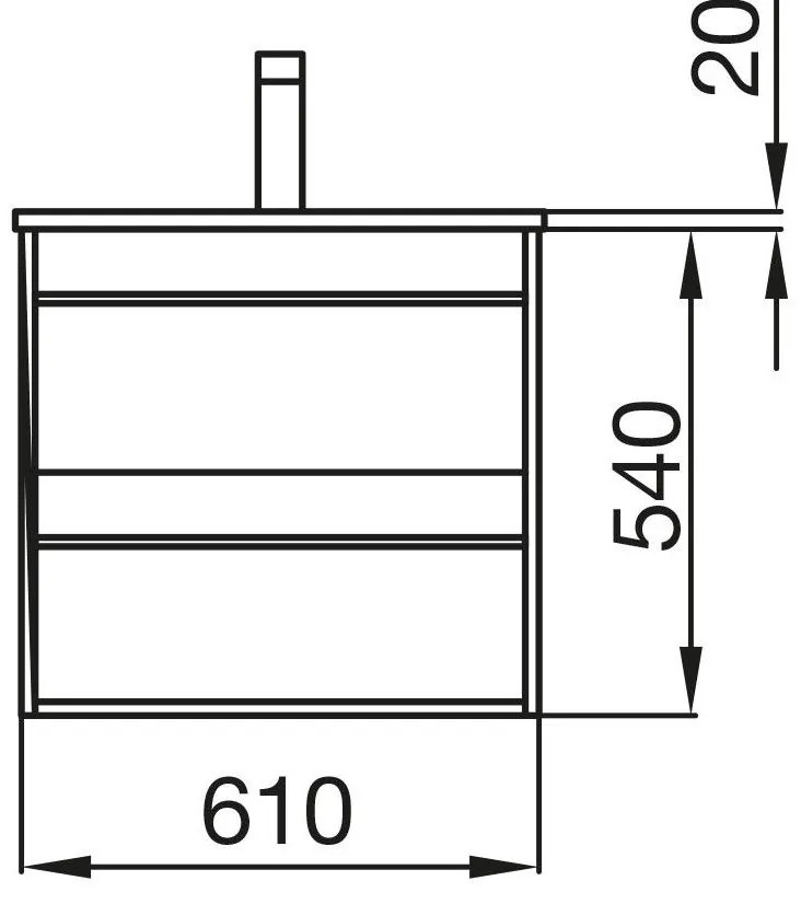 Muebles Resh badkamermeubel eiken 60cm met zwarte wastafel zonder kraangat