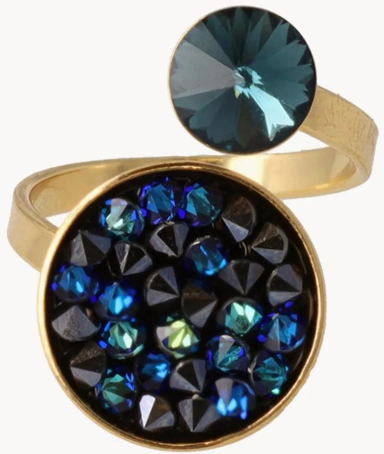 Vergulde ring Classic Bermuda, met Swarovski-kristallen