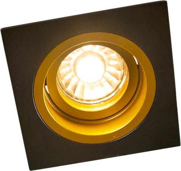 Smart inbouwspot zwart met goud vierkant incl. Wifi GU10 - Chuck