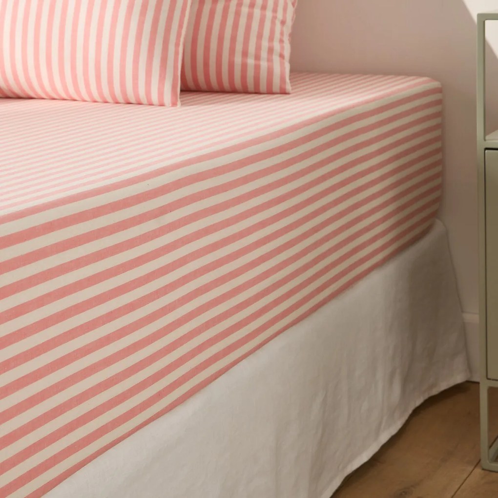 Katoenen hoeslaken omslag 30 cm, Soizic koraal