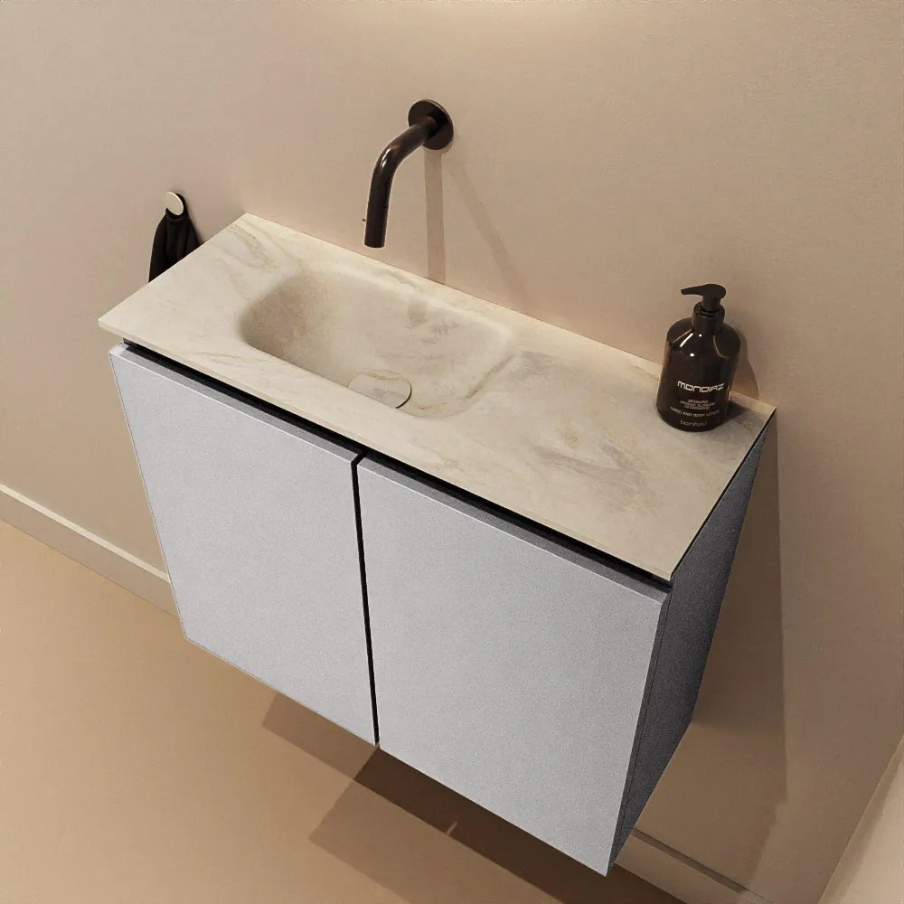 Mondiaz Ture DLux toiletmeubel 60cm plata met wastafel ostra links zonder kraangat