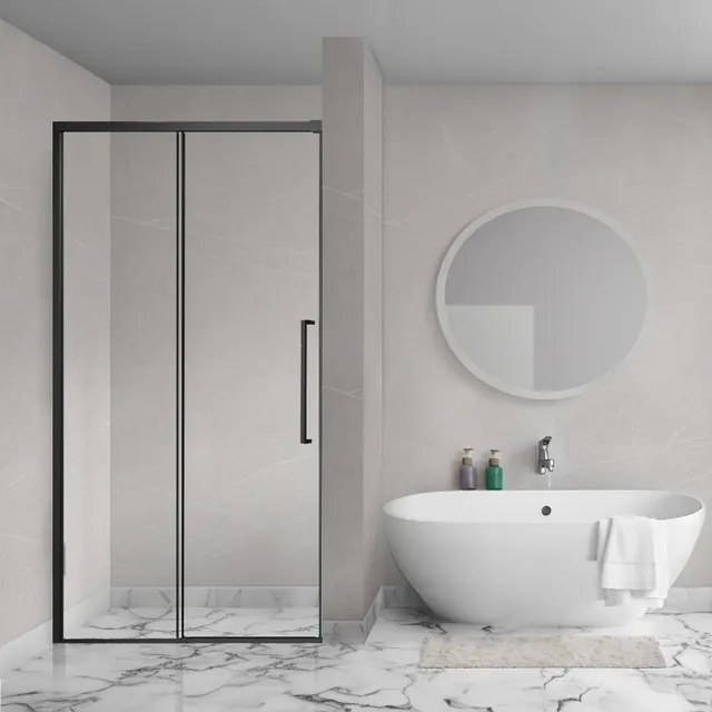Aqua Vista Lokla Linea nisdeur - 120x200cm - incl. montageset - zwart mat R-BE-LC120-SCX