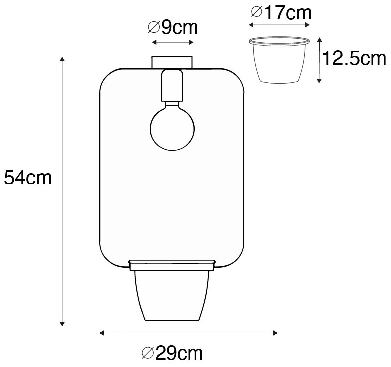 Moderne plafondlamp zwart met glas rechthoekig - Roslini Modern E27 Binnenverlichting Lamp
