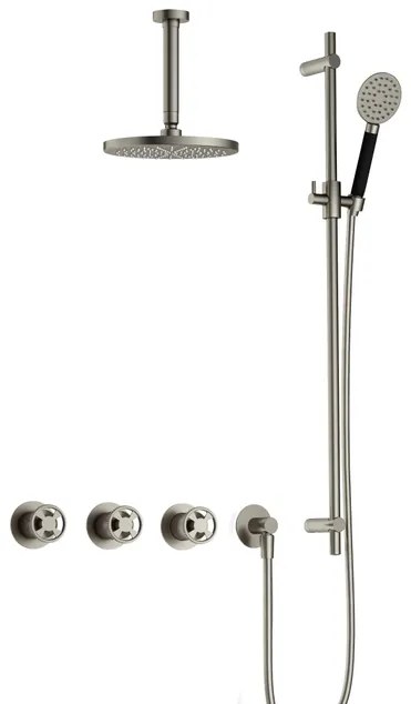 Hotbath Cobber IBSW70 Regendoucheset inbouw - 15cm plafondarm - 20cm ronde hoofddouche - 3 standen handdouche - glijstang - Geborsteld nikkel IBSW70GN127