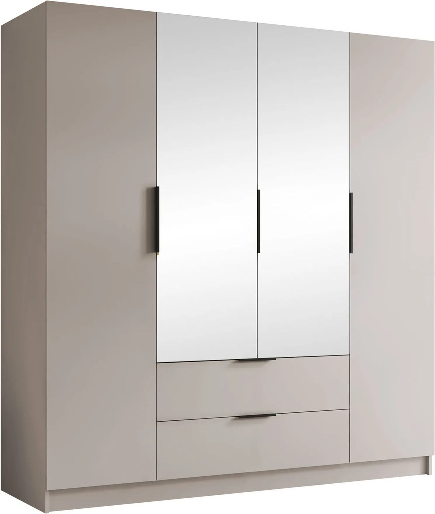 Kledingkast Closico Cadron II, Zwart, Kasjmier, 216x200x60cm, 203 kg, Kledingkast deuren: Met scharnieren