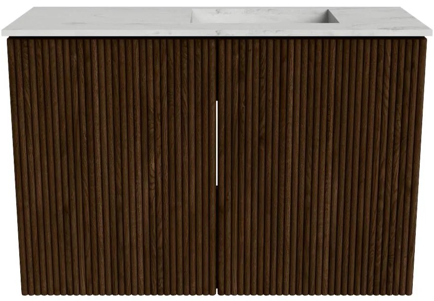 Mondiaz Joya DLux 60cm toiletmeubel walnut met wastafel faye rechts zonder kraangat opalo