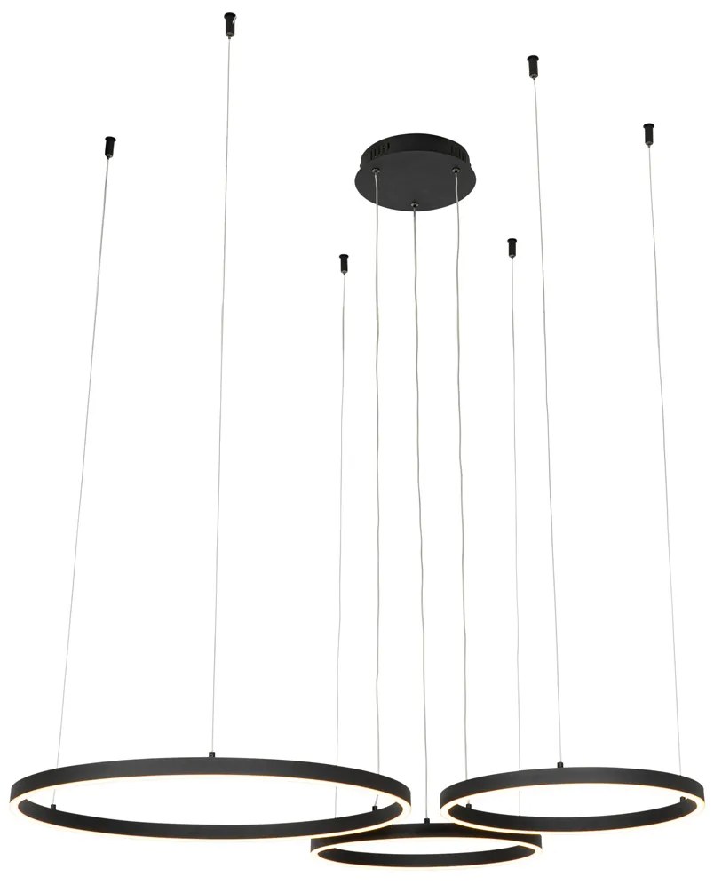 Hanglamp zwart incl. LED 3-staps dimbaar 3-lichts - Anello
