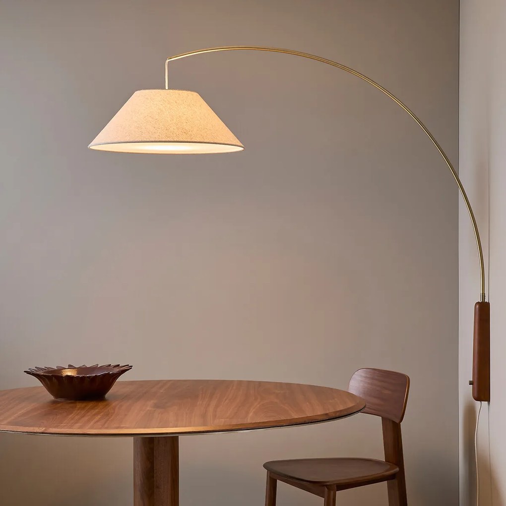 Gelede wandlamp in gebeitst eiken en linnen, NESTWOOD