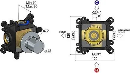 Hotbath Cobber inbouwbox horizontaal CB7001H