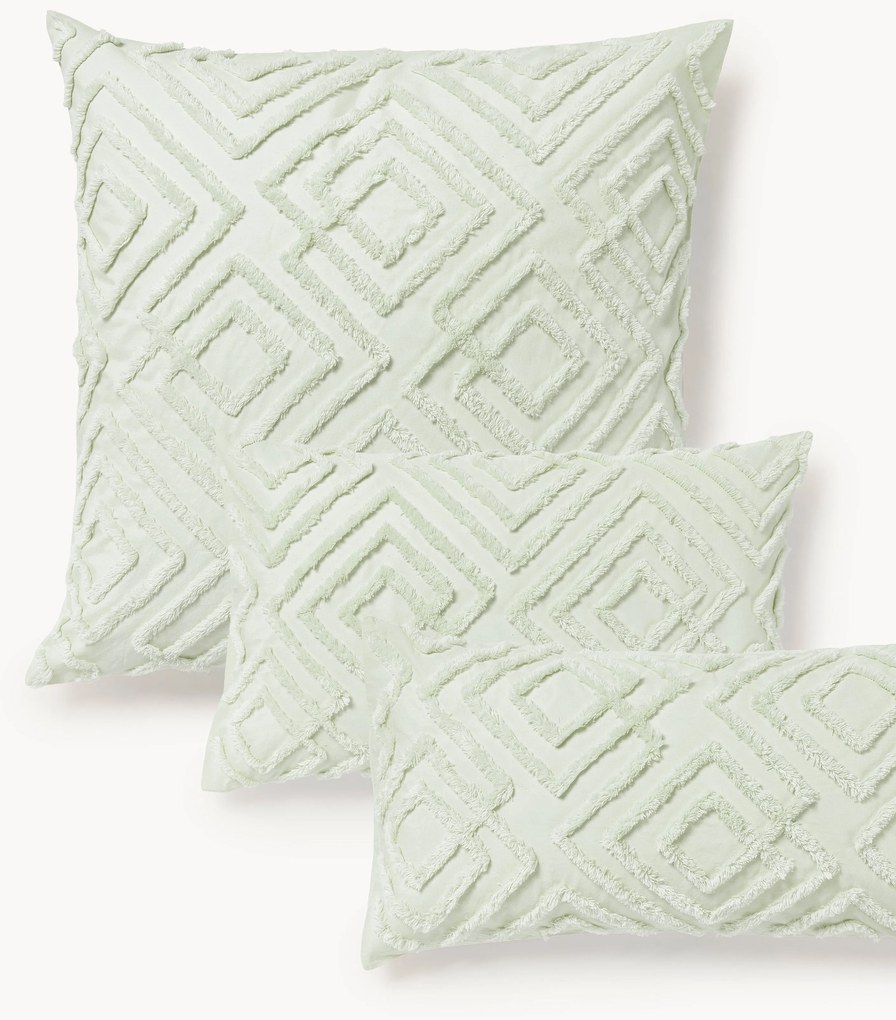 Katoenen perkal kussensloop Phil met getufte design