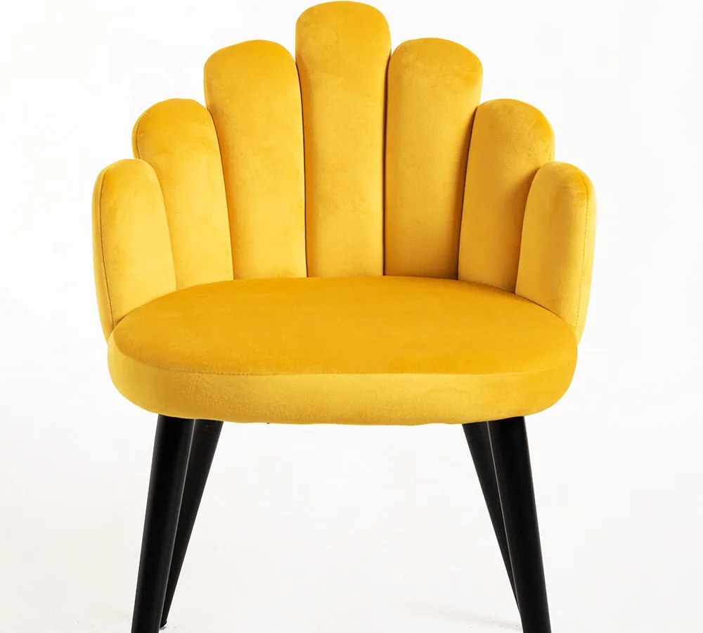 Set 4 Hand Fluwelen Stoelen Zwarte Poten