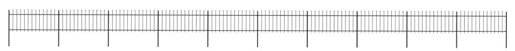 vidaXL Tuinhek met speren bovenkant 17x0,8 m staal zwart