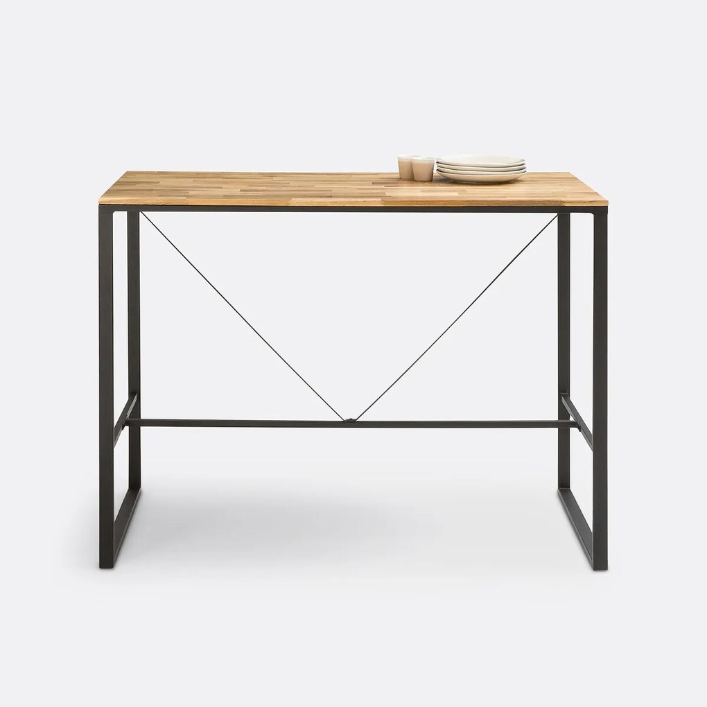Hoge bartafel, eik en staal, 4 tot 6 personen, HIBA