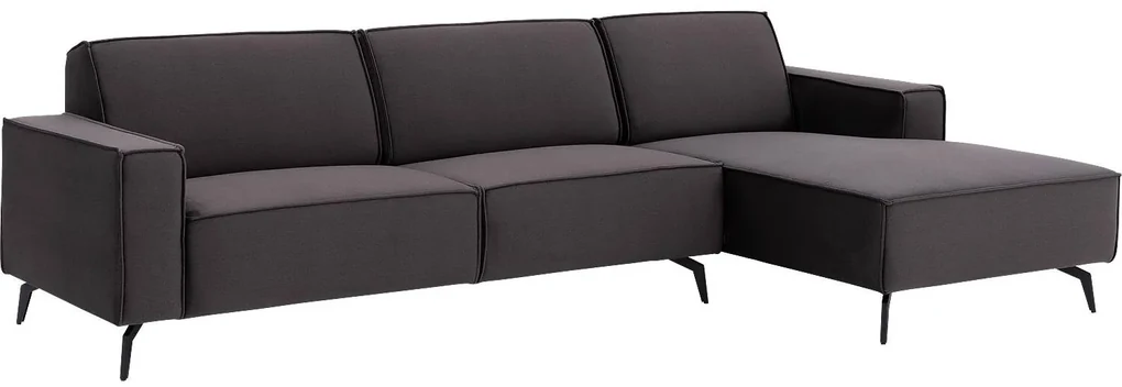 Goossens Hoekbank Hercules antraciet, stof, 2,5-zits, modern design met chaise longue rechts
