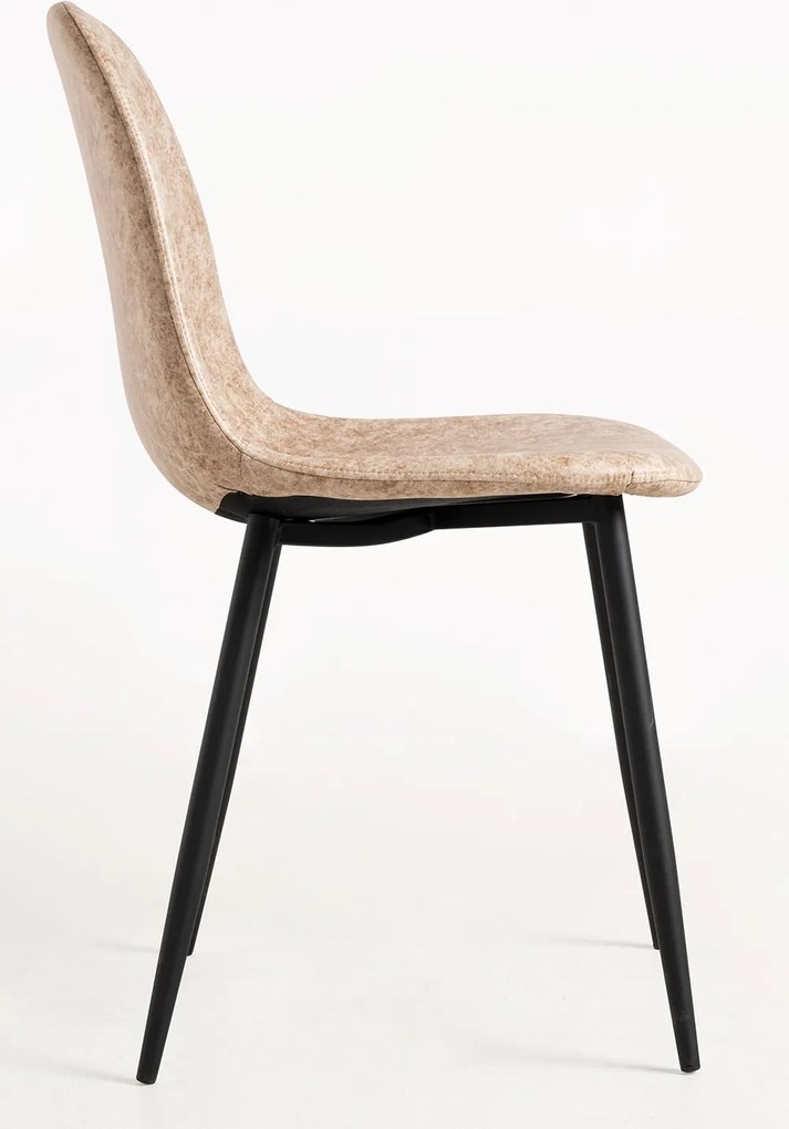 Set 4 Black Teok Kunstlederen Stoelen