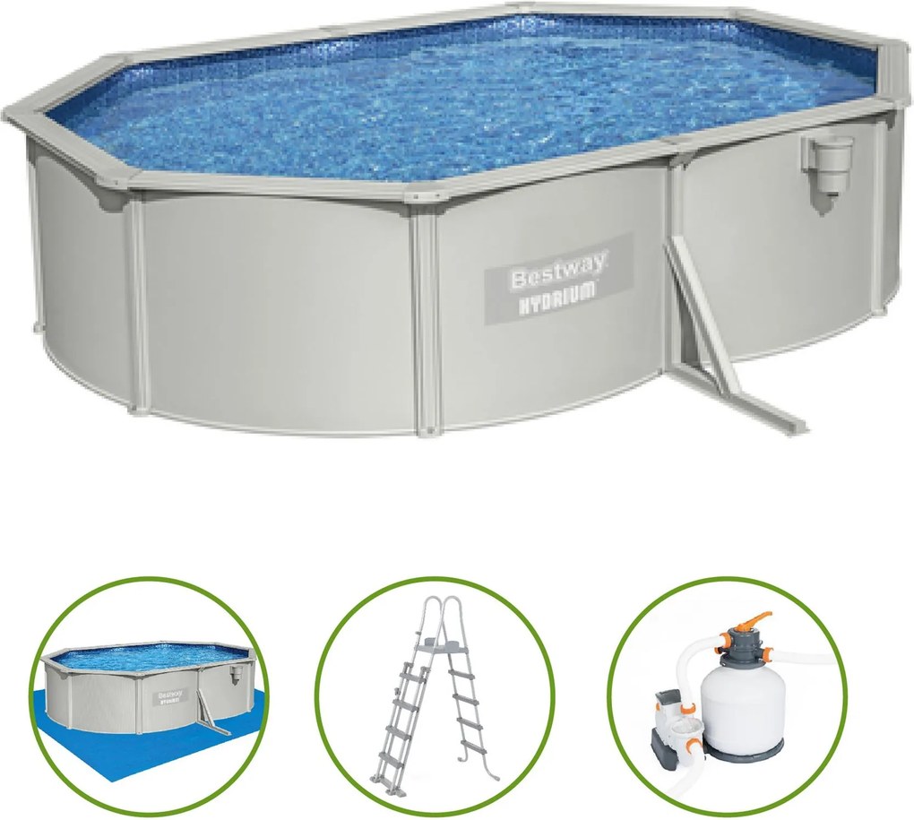 Bestway Hydrium opbouwzwembad - ovaal - L500 x B360 x H120 cm - Grijs model