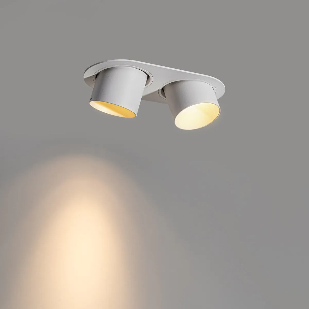 Afgeronde inbouwspot wit GU10 70mm kantelbaar 2-lichts - Installa