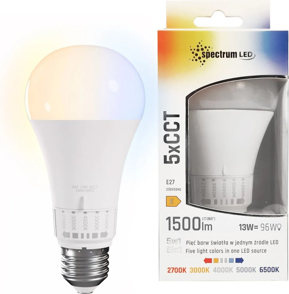 LED-lamp 5 lichtkleuren GLS E27 230V 13W 5CCT
