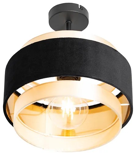 Moderne plafondlamp zwart met goud - Elif