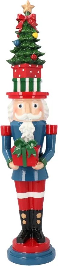Timstor notenkraker met kerstboomhoed - rood, groen&amp;blauw - 53 cm