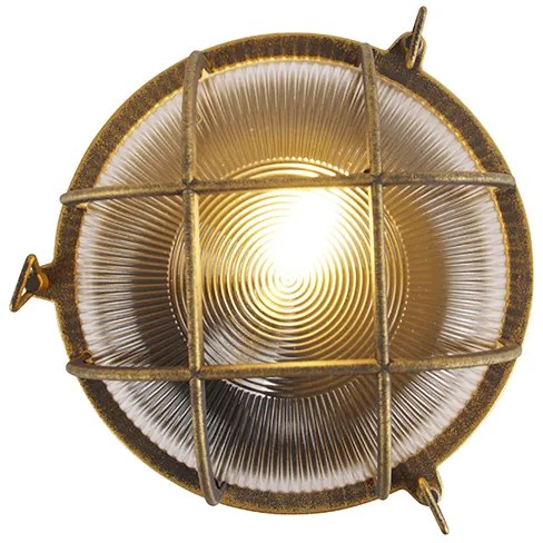 Wand- en plafondlamp goud/messing rond IP44 - Noutica