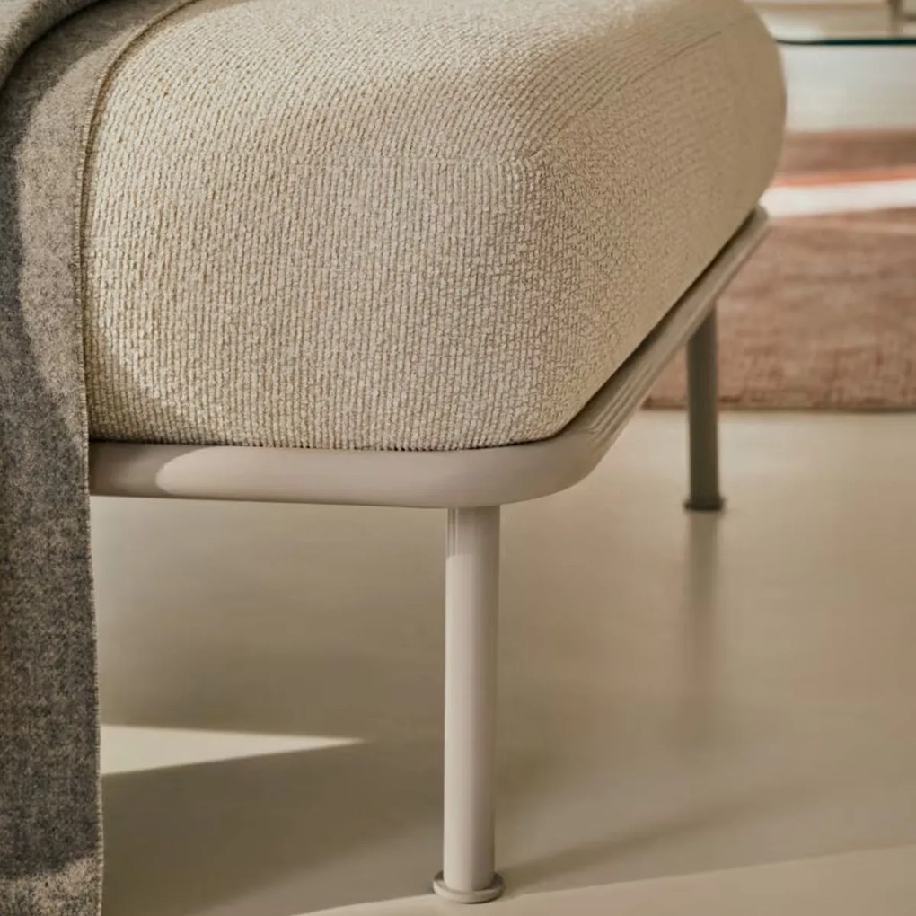 Kave Home Aurum Vierkante Hocker Ecru Beige