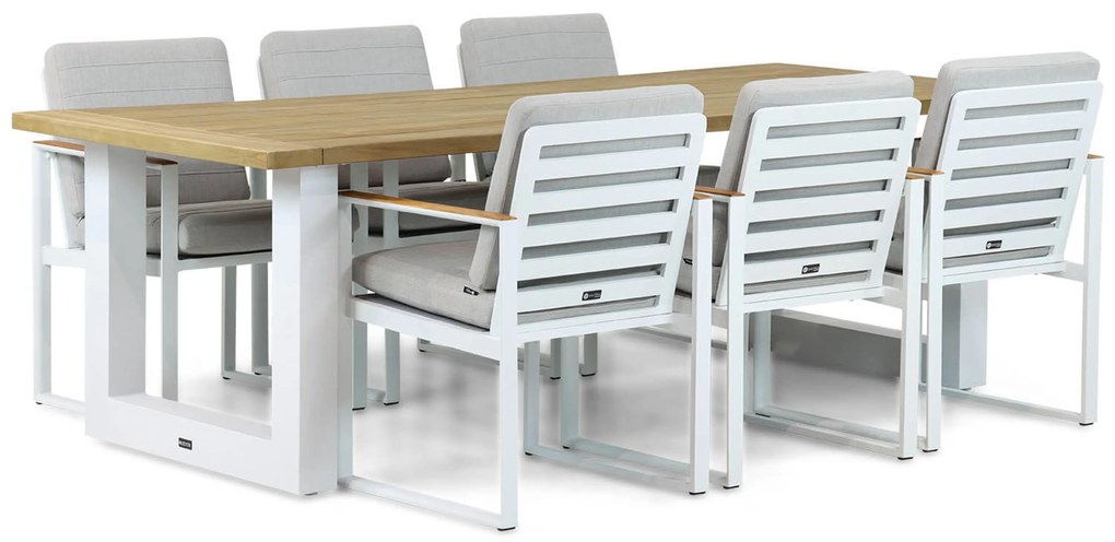 Tuinset 6 personen 240 cm Aluminium Wit Santika Furniture Soray