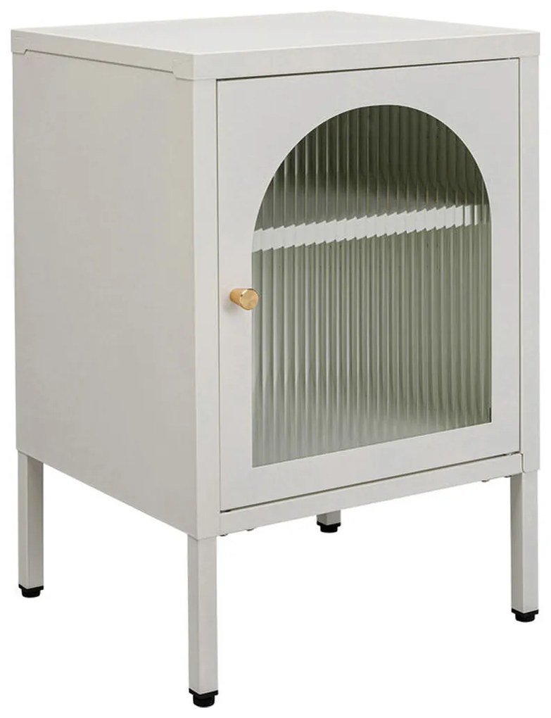 Kare Design Paros Nachtkastje Met Ribbelglas Off White - 40x35x60cm.