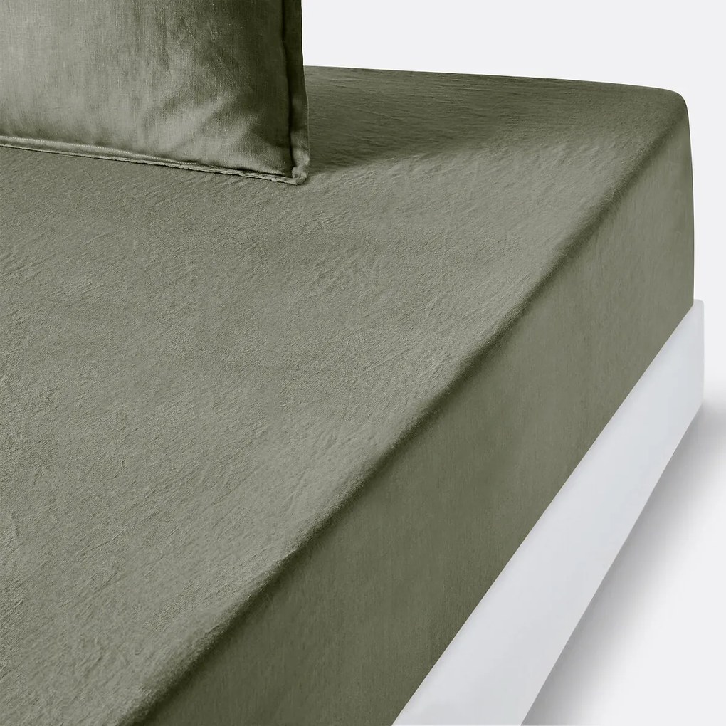 Hoeslaken in gewassen linnen, omslag 35 cm, Linot