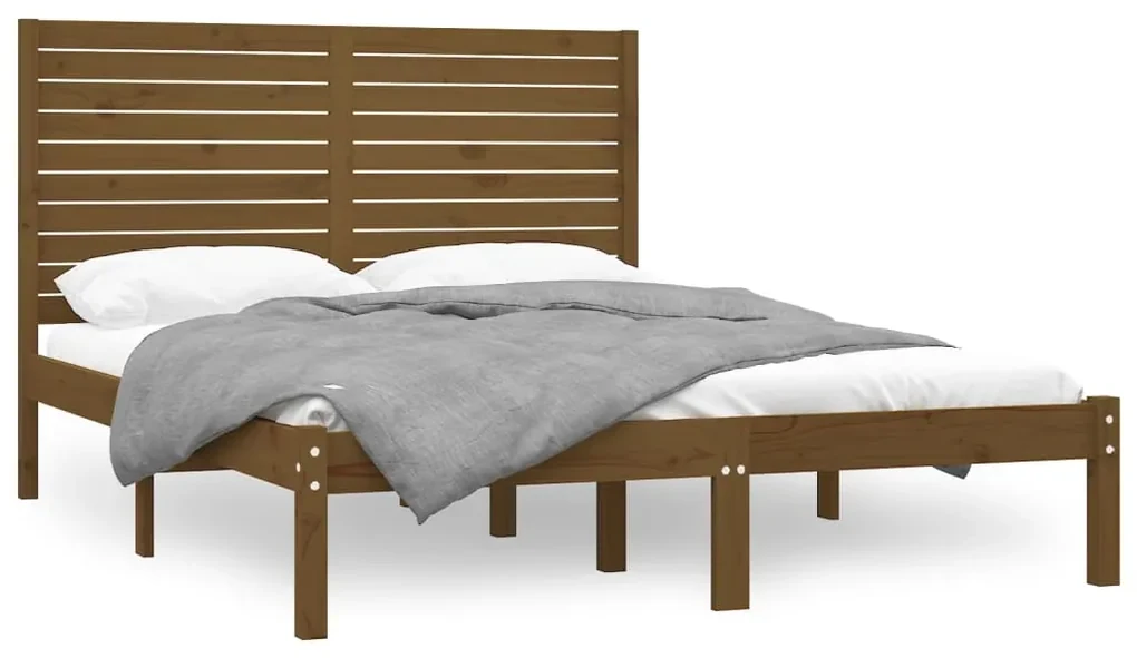 vidaXL Bedframe massief hout honingbruin 150x200 cm 5FT King Size