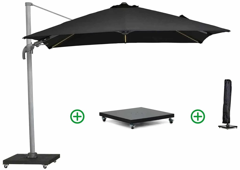 Garden Collections Alegria Zweefparasol Xm LED (incl. Voet En Hoes) Aluminium Grijs