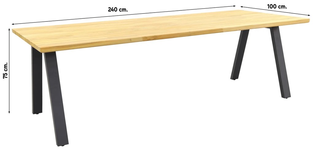 Jasmine/Taste Ambassador 6-persoons dining tuinset 240x100 cm. - Black/Naturel mix