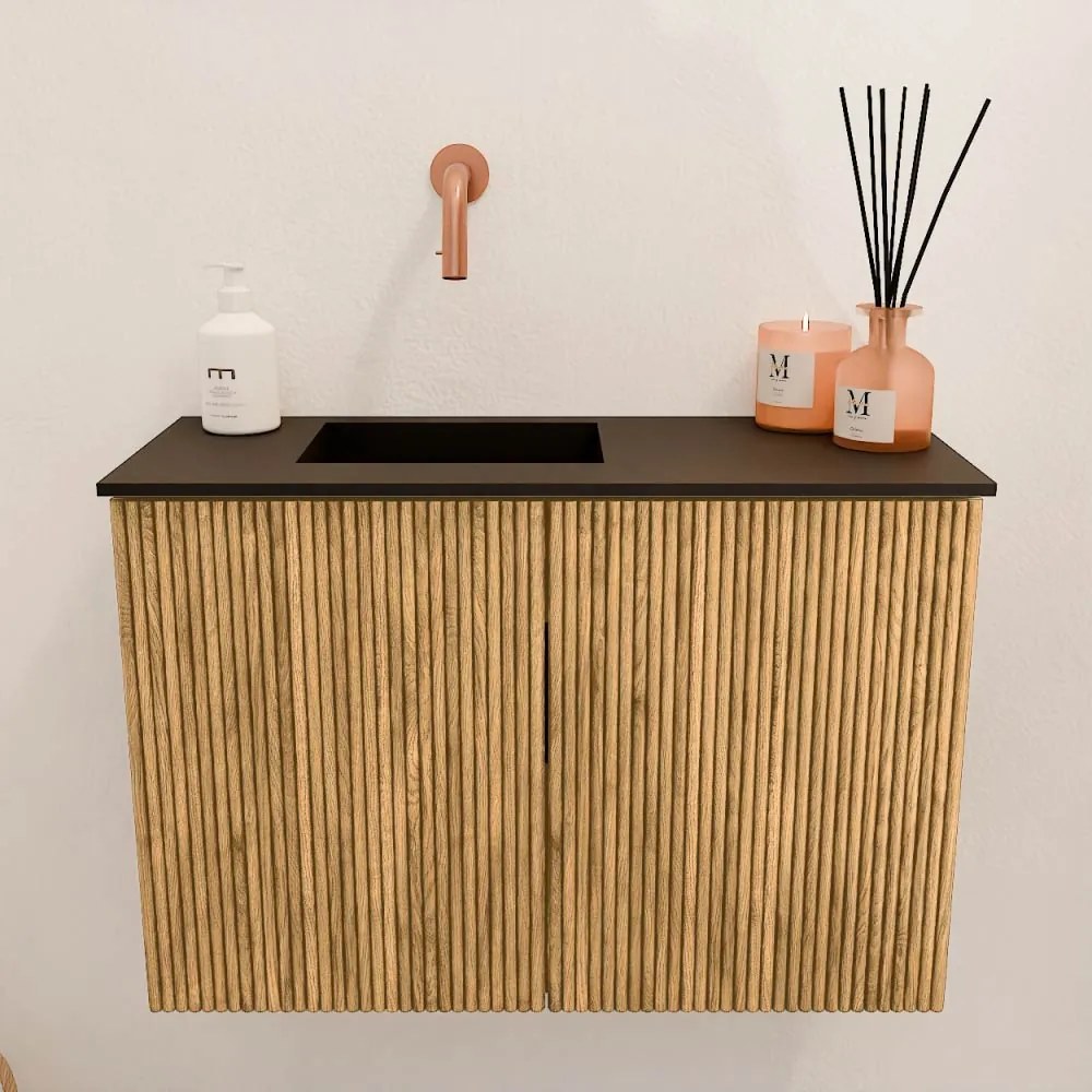 Mondiaz Joya 60cm toiletmeubel oak met wastafel faye links zonder kraangat urban