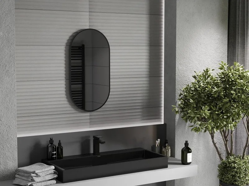 Mexen Loft ovale badkamer spiegel 75 x 40 cm, zwarte lijst - 9851-075-040-000-70