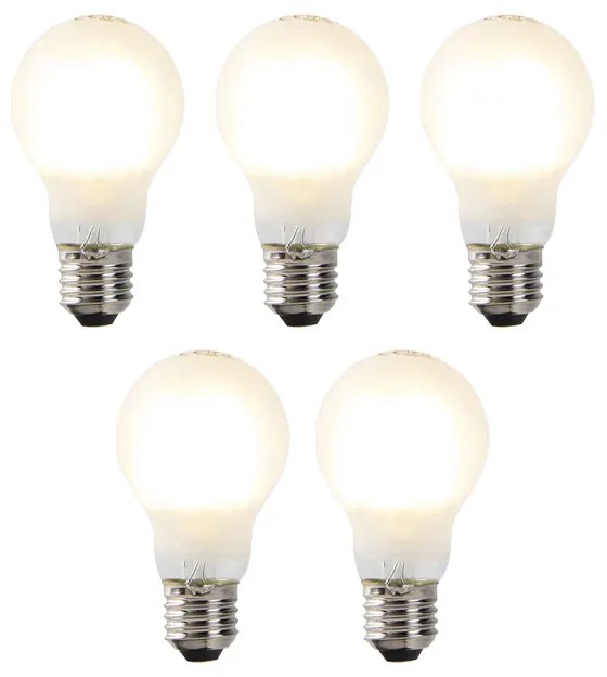 Set van 5 E27 dimbare LED lampen A60 mat 7W 806 lm 2700K