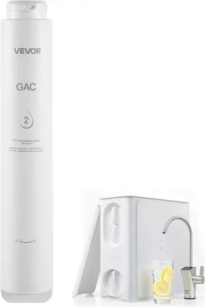VEVOR GAC actieve kool vervangingscartridge voor omgekeerde osmose-systemen (RO-systemen), 5 μm, eenvoudig te vervangen binnen 12 maanden, voor omgekeerde osmose-systemen onder de gootsteen SS-201/SS-202/SS-203/SS-204/SS-205/SS-206
