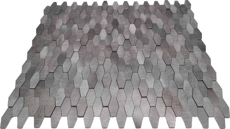 Zelfklevende Mozaïektegels Metaal | Picket 3D Grijs | 31×30 cm | Keuken, Bad & WC