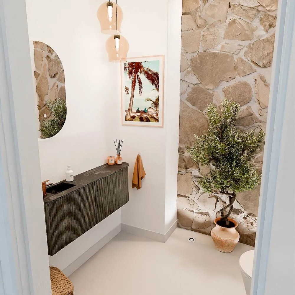Mondiaz Joya DLux 110cm toiletmeubel ronding rechts shadow met wastafel faye links 1 kraangat lava