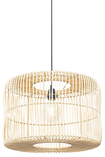 Oosterse hanglamp zwart met rotan kap - Maud