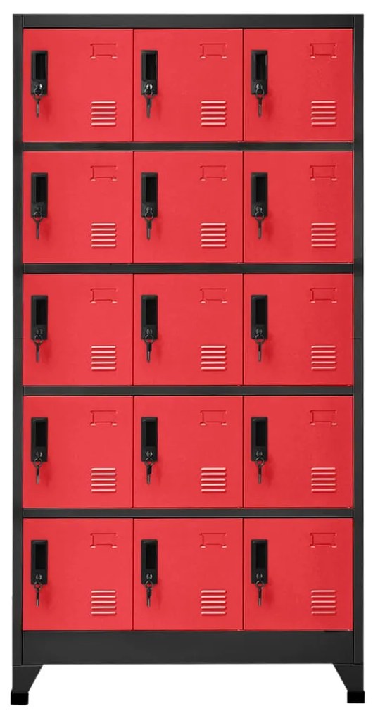 vidaXL Lockerkast 90x40x180 cm staal antracietkleurig en rood