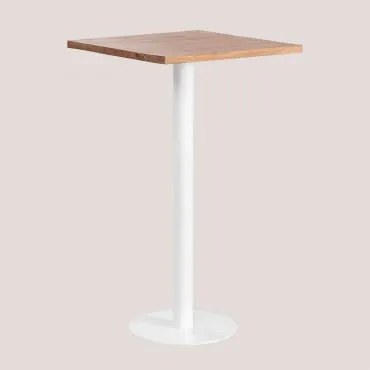 Vierkante Hoge Bartafel Van Acacia Hout Macchiato ↔︎ 60 Cm & Wit - Sklum