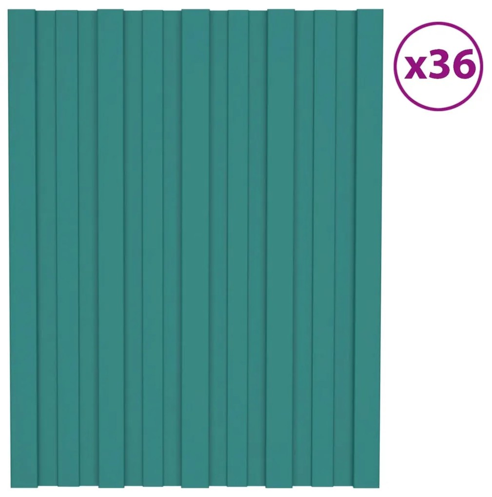 vidaXL Dakpanelen 36 st 60x45 cm gegalvaniseerd staal groen